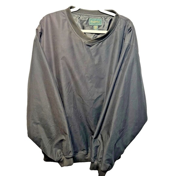 Fairway Golf Collection Men's Black Long-Sleeve Windbreaker V-Neck XXL - Picture 1 of 6